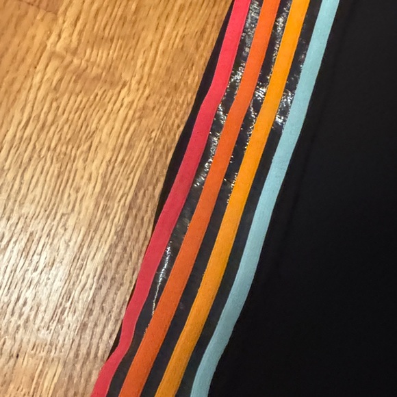 Spiritual Gangster Black Leggings with Colorful Stripes - Picture 2 of 5